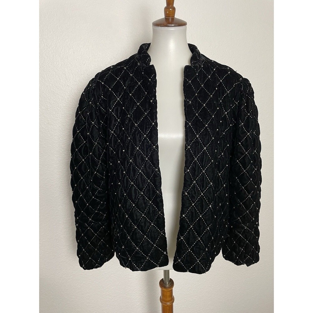 Something Navy Jacket Women 1 Blazer Quilted Velvet Studded‎ Whimsigoth Coquette